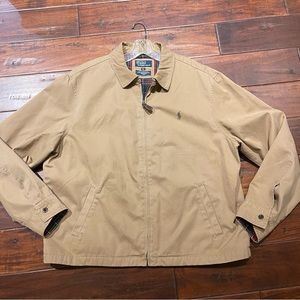 Polo Ralph Lauren Bomber Jacket Mens XLarge Beige Khaki Pony